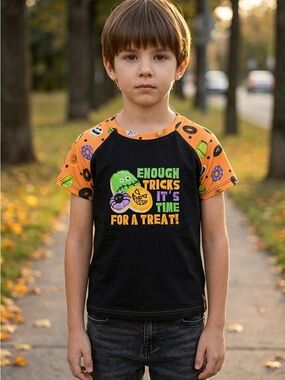 EUC Toddler Boy/Girl Black Short Sleeve Halloween Tee Shirt - Size 4T
